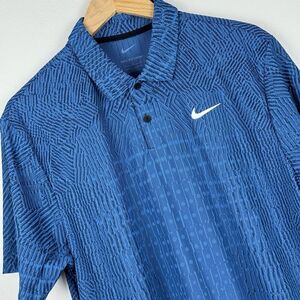 Nike Mens Dri-FIT ADV Tour Textured Short Sleeve Golf Polo Blue FD5731-402 Sz L